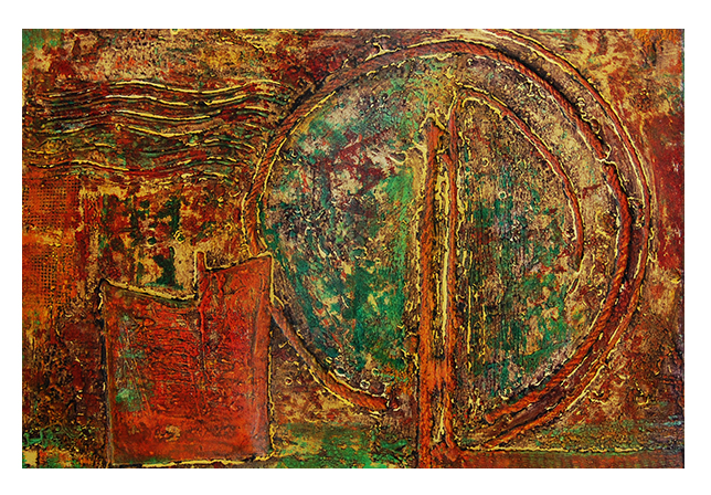 Stone Walker, mixcolography on paper